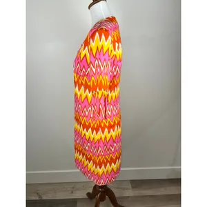 NWT Skirtin Around‎ Zig Zag Print Dress Size 8 Pink Orange Yellow 100% Cotton thumbnail 11