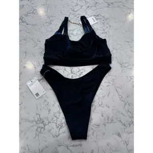 NWT Quince Black Italian Tank Bikini Top & High Leg Bottom Set Size Medium thumbnail 2