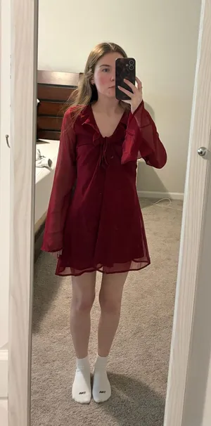 Burgundy Boohoo Dress thumbnail 1