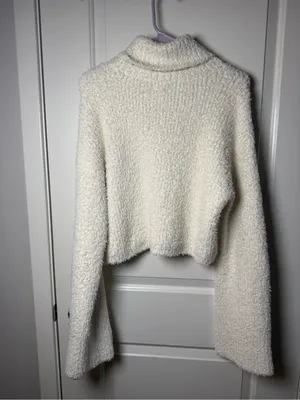 Aerie Marshmallow Cropped Turtleneck Sweater Cream Size Large thumbnail 4