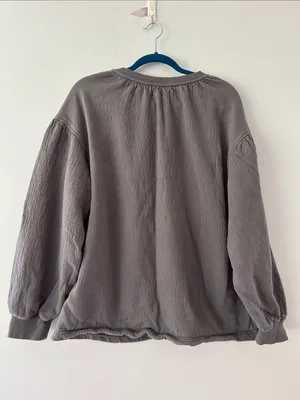 Aerie |Oversized Gray Tie-Neck Pullover Sweatshirt sz M thumbnail 4