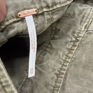 Free People FP Go West Olive Green Utility Cargo Denim Relaxed Leg Jumpsuit XS thumbnail 12