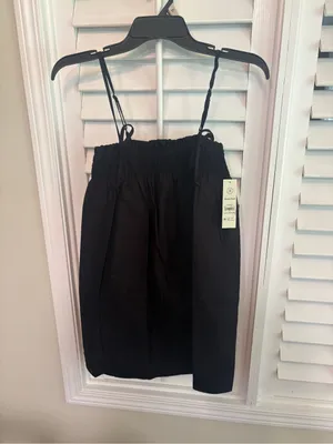 No Boundaries Black Cotton Smocked Poplin Mini Dress Size XXS thumbnail 2