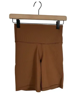Aritzia TnAction Ribbed High Rise Biker Shorts Brown Women’s Size‎ Small Athletic Yoga thumbnail 2