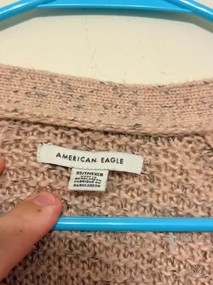 American Eagle Outfitters 3-Button Pink Gray Speckled Cardigan Sweater Size XS thumbnail 2