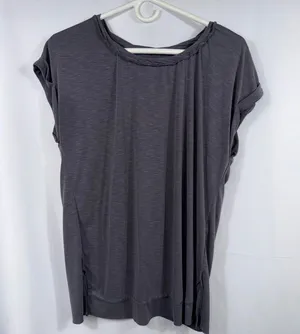 BKE Gray Modal Tulip Back Top Small Short Sleeve thumbnail 1