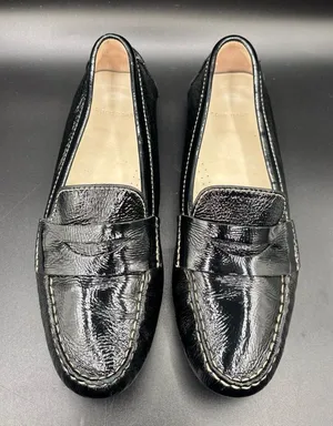 Cole Haan Women's Shoe Patent Penny Loafer Driving Black Shiny India Size 7 1/2" thumbnail 1
