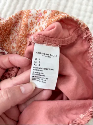 Women's American Eagle Floral Crop Top Size L Pink Orange thumbnail 4