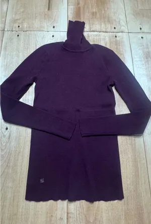 Lauren Ralph Lauren Womens Ribbed‎ Turtleneck Sweater Burgundy Purple Size S thumbnail 1