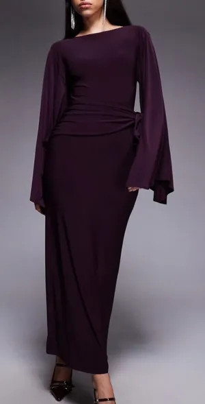 NWT ASOS DESIGN Plum Batwing Cinched Waist Maxi Dress US 8-10 thumbnail 1