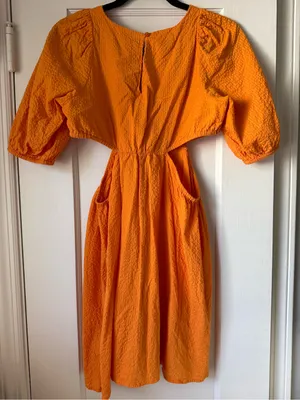 And Now This Orange Textured Cutout Midi Dress thumbnail 2