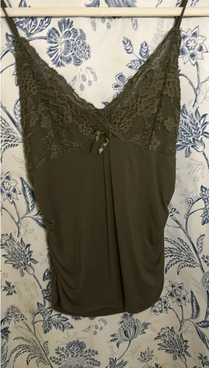 SheIn Lacey green tank thumbnail 1