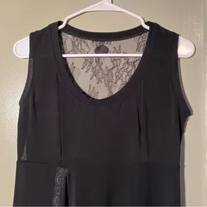 Rossaspina Women's Tank‎ Top Black Scoop Neck Lace Back Tango Dance Stretch thumbnail 2