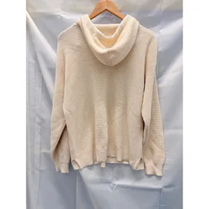 Margaret O'Leary Cream Waffle‎ Organic Cotton Hooded Sweater Fall Warm Lounge thumbnail 2