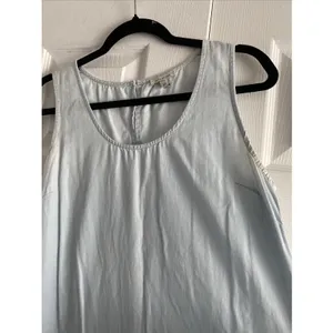 Ella Moss Cassia Ruffle Shift Dress Womens Size M Blue Denim Look Cotton Lyocell thumbnail 3