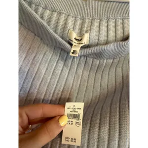 Aerie Light Blue Ribbed‎ Off The Shoulder Long Sleeve Sweater NWT 065-0745-3605 thumbnail 2