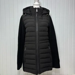 MICHAEL Michael Kors Ultra‎ light weight Black Puffer Jacket with Knit Sleeves M thumbnail 2