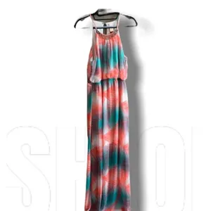 No Boundaries Tropical Palm Print Halter Maxi Dress-size Medium thumbnail 4
