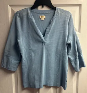 Maeve Anthropologie Ribbed 3/4 Sleeve V-Neck Top Size Large thumbnail 1
