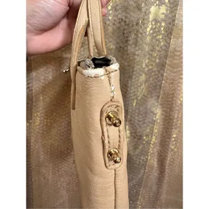 Free People Small Beige Tan Faux Leather Tote Bag Flawed‎ Used thumbnail 4