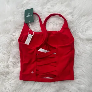 Halara Crisscross Backless Built In Bra Tank Top Red Size XXS thumbnail 4