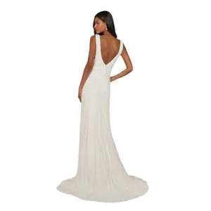 Lulus White Mermaid Beaded Wedding Dress NWT Size Small Sequined Wedding Gown thumbnail 2