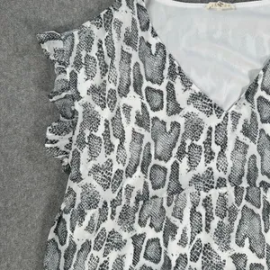 Jodifl Women's Small V-Neck Babydoll Mini Dress Animal Snake Print Ruffle Sleeve thumbnail 2