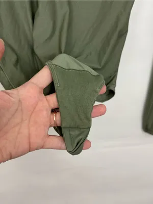 American Eagle aerie SMOOTHEZ Long Sleeve Plunge Bodysuit Olive Green Med thumbnail 6