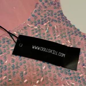 Dolls Kill Club Exx Celestial Gaze sequinned Festival mini dress, pink, M, NWT thumbnail 7