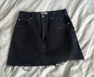 Quinn black denim distressed mini Jean skirt 28 thumbnail 5