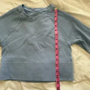 Aerie Offline Blue Cropped Workout Long Sleeve Shirt‎ Thick Gym Cableknit Ribbed thumbnail 5