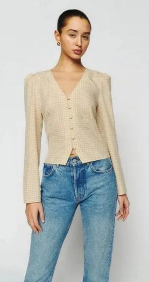 💕REFORMATION💕 Callie Top - Yellow Plaid ~ 4 NWOT thumbnail 1