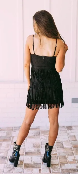 These Three Boutique Black Fringe Dress thumbnail 4