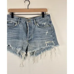AGOLDE Womens Shorts Blue Denim Parker Vintage Cut Off Distressed Jean Size 28 thumbnail 7