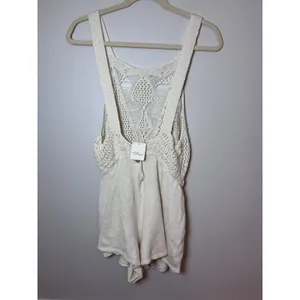 Free People Beach Irina Low Back Fauxchet Romper Medium Tofu Beach/Resort NWT thumbnail 3