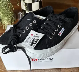 NIB Superga Black Cotu Classic Sneakers with White Accents thumbnail 1