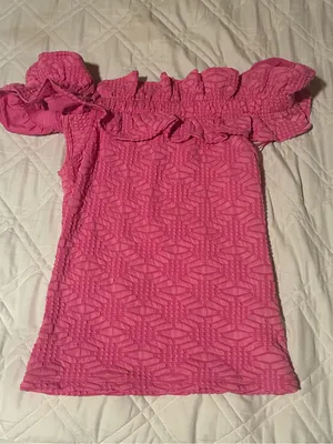 Maeve Textured One-Shoulder Ruffle Knit  in Pink thumbnail 4