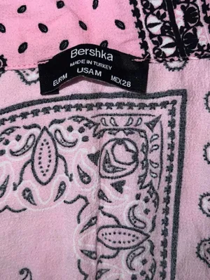 Bershka pink bandana button up shirt. thumbnail 4