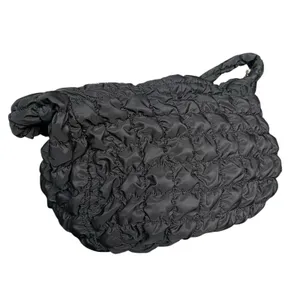 Black Quilted Puffer Shoulder Crossbody Hobo Bag thumbnail 4