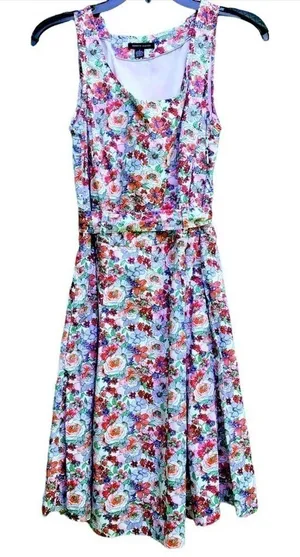 Tommy Hilfiger Belted Floral Sleeveless Dress Women’s Size 2 v6x thumbnail 1