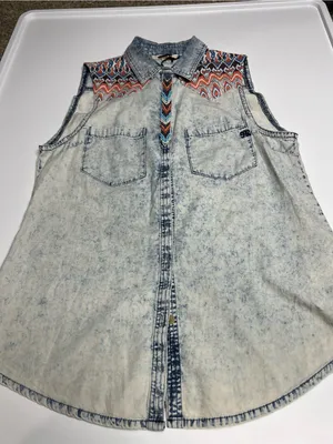 NWT miss me acid wash denim shirt medium thumbnail 3