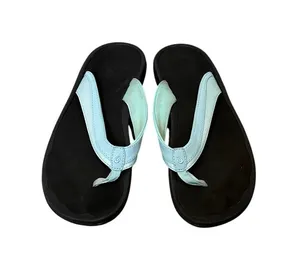 Olukai Ohana Womens Flip Flops‎ Black Pale Sky Blue Sandals 20110-1V40 Size 10 thumbnail 1