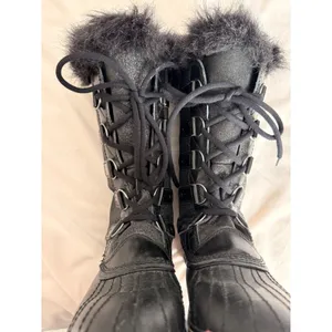 Sorel Joan of Arctic Black Glitter Faux Fur Waterproof Winter Boots Size 9 thumbnail 10