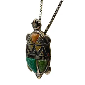 Carolyn Pollack Relios Sterling‎ Silver Turtle Pendant Brooch Necklace Southwest thumbnail 3