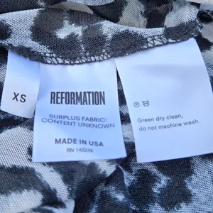 Reformation Leopard Black White Long Sleeve Mesh Top XS thumbnail 7