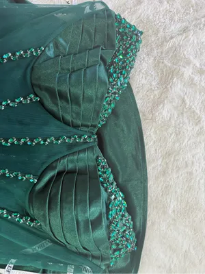 Portia & Scarlett Emerald Velvet Beaded Corset Gown Formal Dress L NWT thumbnail 13