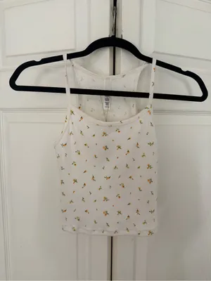 NWT Skims Cotton Rib Cami Marigold Rosebud Print White Crop Size Small thumbnail 3