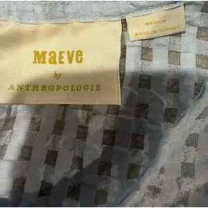 Maeve Anthropologie Blue Sheer Shirt Puff Sleeve Babydoll Top Size Medium thumbnail 5
