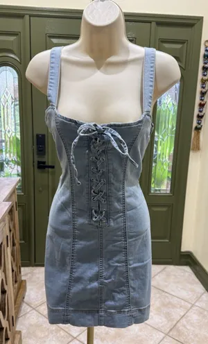 Jolie & Joy light wash denim mini dress size M thumbnail 1