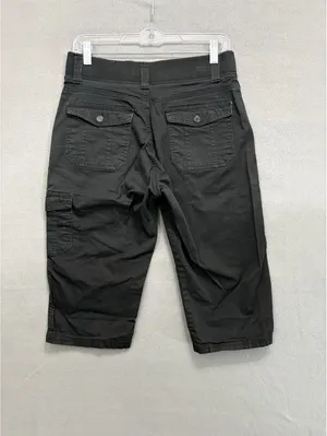 Lee Women's Black Cargo Capri Pants Size 4 Twill Cotton Stretch Mid Rise Pockets thumbnail 3